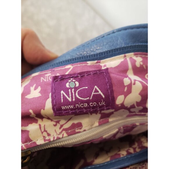 Blue Nica Shoulder Bag with Front Zipper Large Back Pocket Y2K - Picture 8 of 10